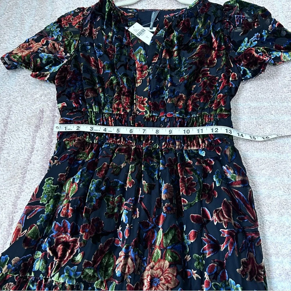 NWT Anthropologie Somerset Floral Velvet Mini Dress Size Small Boho Fall Event - Picture 11 of 14